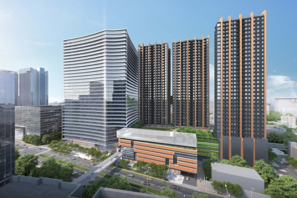 南港之心公辦都更案未來興建四大棟摩天辦公及住宅大樓，發展為轉運站、國際會展中心及商辦住宅的複合式空間